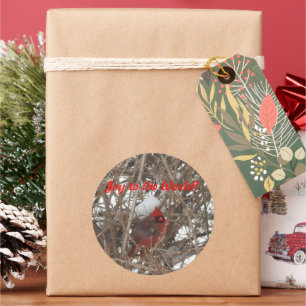Joy to the World Red Male Cardinal Stickers