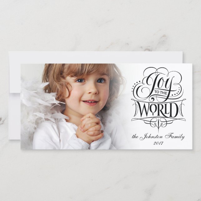 Joy to the World Religious Christmas Calligraphy Holiday Card (Front)