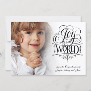 Joy to the World Religious Christmas Calligraphy Holiday Card
