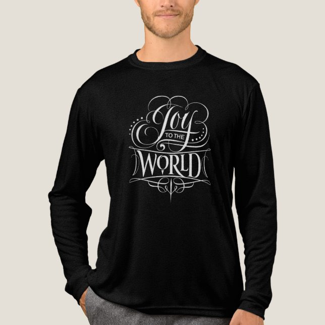Joy to the World - Religious Christmas Calligraphy Tri-Blend Shirt (Front)