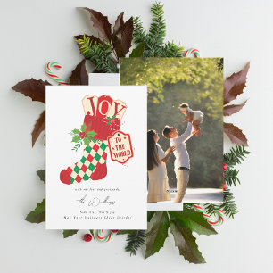 Joy to the World Retro Christmas Holiday Card