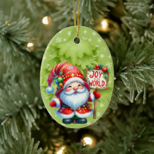 Joy To the World Santa Claus Snowflakes Ceramic Tree Decoration