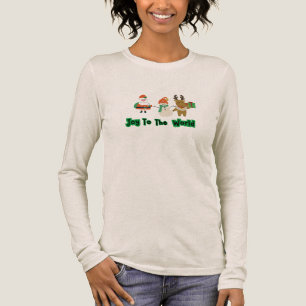 Joy to the World Santa T-Shirt   Christmas Typogra Tri-Blend Shirt