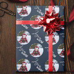 Joy to the World Script Round Photos Blue Wrapping Paper<br><div class="desc">Photo wrapping paper, personalised with your picture and hand lettered with Joy to the World in elegant script and modern typography. The photo template is set up to display your picture in a round shape. If you have any problems with picture placement, try cropping your photo to a square and...</div>