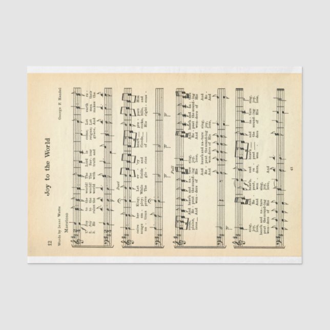 Joy To The World Sheet Music DW3 Decoupage (Front)