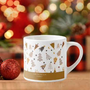 Joy to the world simple boho trees Christmas Espresso Cup