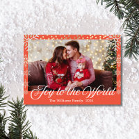 joy to the world, snowflakes sparkles red photo