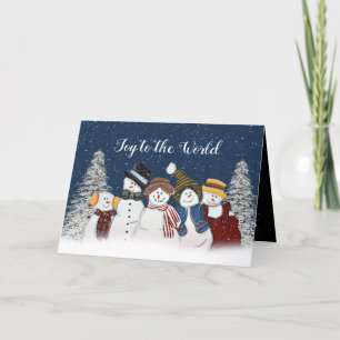 Joy to the World Snowmen with Trees  Card