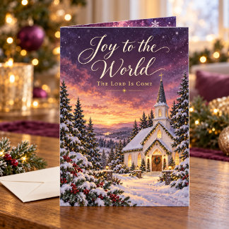 Joy to the World Snowy Christmas Church Card