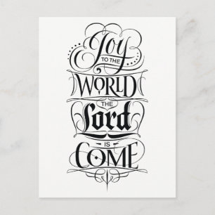 Joy to the World the Lord Come Christmas Lettering Holiday Postcard
