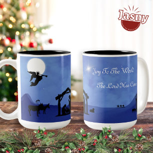 Joy to the World The Lord Has Come Blue Two-Tone Coffee Mug
