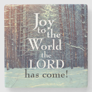 Joy to the World the Lord has Come, Winter Forest Stone Coaster
