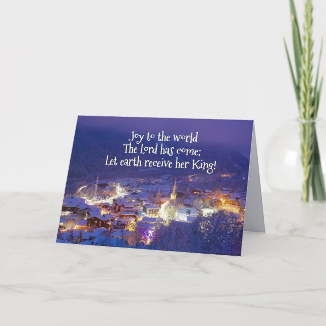 Joy to the World The Lord is Come, Christmas Carol Holiday Card (Front)