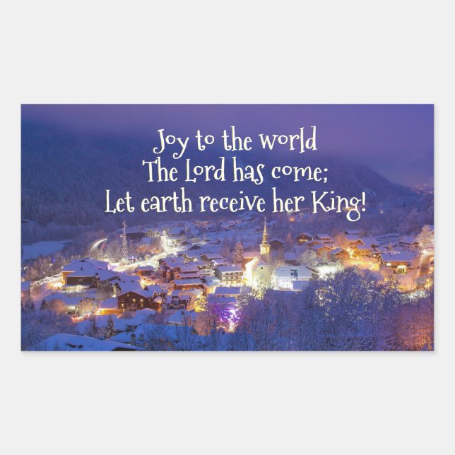 Joy to the World The Lord is Come, Christmas Carol Rectangular Sticker (Front)
