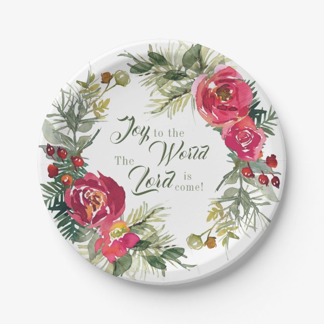 Joy to the World The Lord is Come, Christmas Paper Plate (Front)
