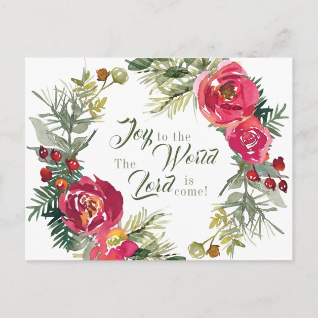 Joy to the World The Lord is Come, Christmas Postcard (Front)