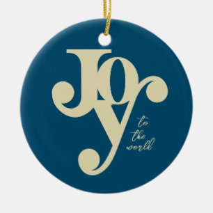 Joy to the World typographic Christmas photo  Ceramic Tree Decoration