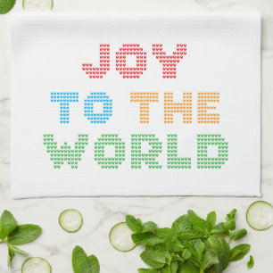 Joy To The World Typography Christmas Tea Towel