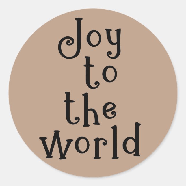 Joy to the World Typography Holiday Kraft Classic Round Sticker (Front)