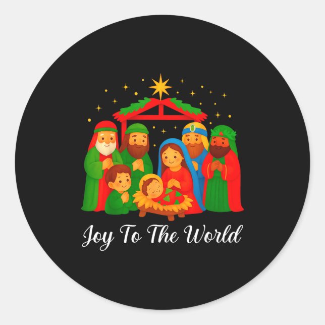 Joy To The World Ugly Christmas Sweater Xmas Squad Classic Round Sticker (Front)