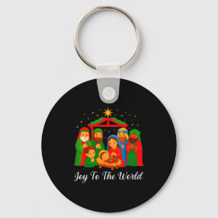 Joy To The World Ugly Christmas Sweater Xmas Squad Key Ring