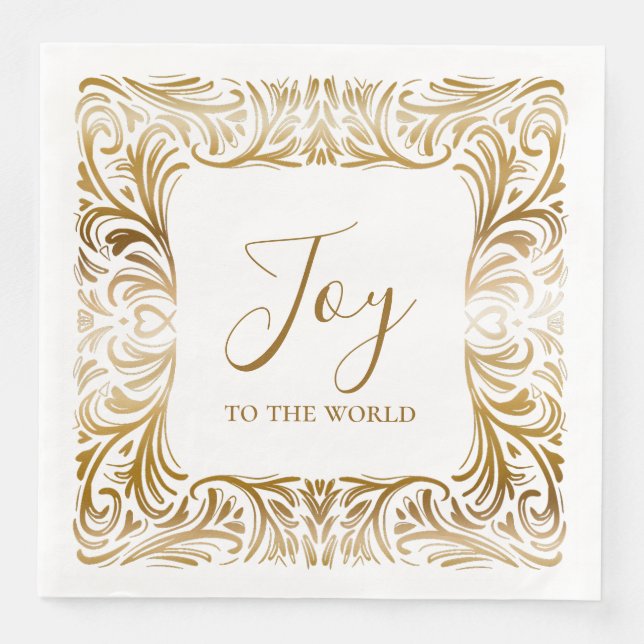 Joy to the world unique elegant gold Christmas Napkin (Front)