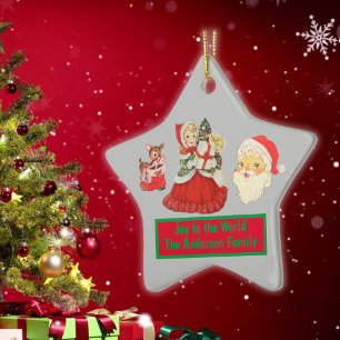 Joy to the World Vintage Christmas Monogram   Ceramic Tree Decoration