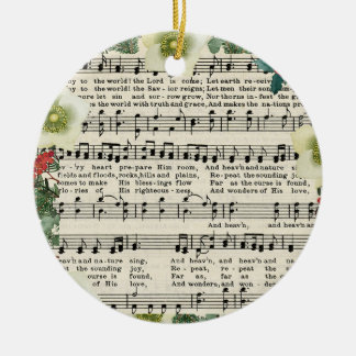 Joy to the World Vintage Christmas Sheet Music Ceramic Tree Decoration