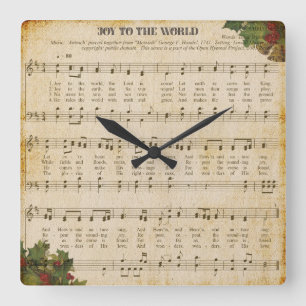 Joy to the World Vintage Sheet Music Clock