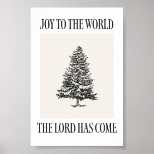 Joy to the World Vintage Tree Christmas Print