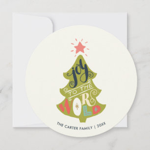 Joy to the World Vintage Tree   Holiday Photo Card