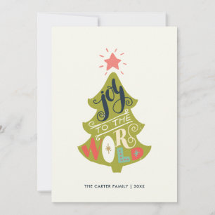 Joy to the World Vintage Tree   Holiday Photo Card