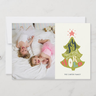 Joy to the World Vintage Tree | Holiday Photo Card