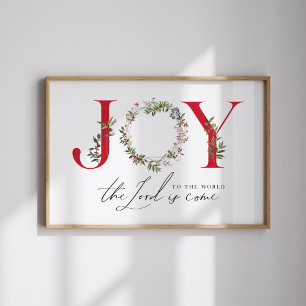 Joy to the world watercolor Christmas poster