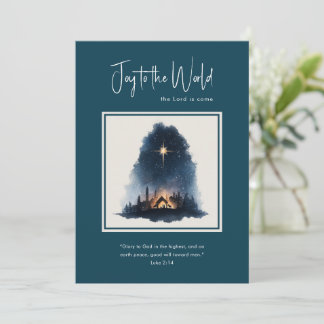 Joy to the World Watercolor Nativity Christmas Holiday Card
