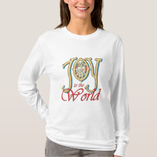 Joy to the World with Stained Glass Nativity T-Shirt
