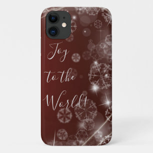 Joy to the World with White Snowflakes on Red Case-Mate iPhone Case