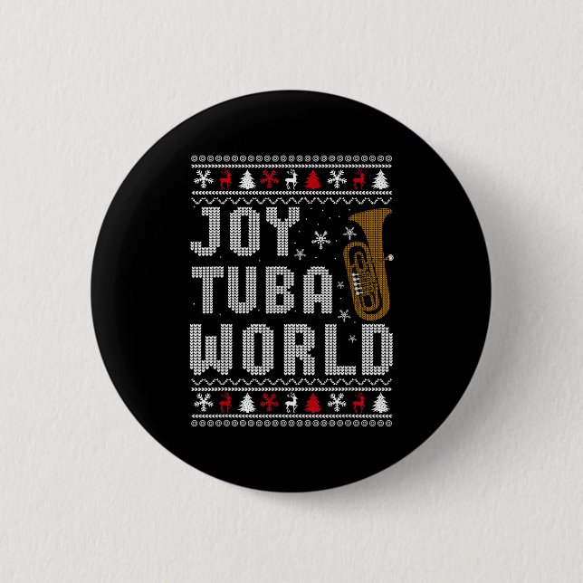 Joy Tuba World Funny Music Lover Ugly Christmas Sw 6 Cm Round Badge (Front)