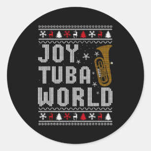 Joy Tuba World Funny Music Lover Ugly Christmas Sw Classic Round Sticker