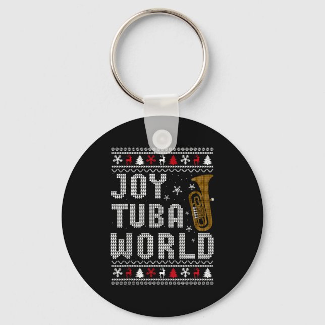 Joy Tuba World Funny Music Lover Ugly Christmas Sw Key Ring (Front)