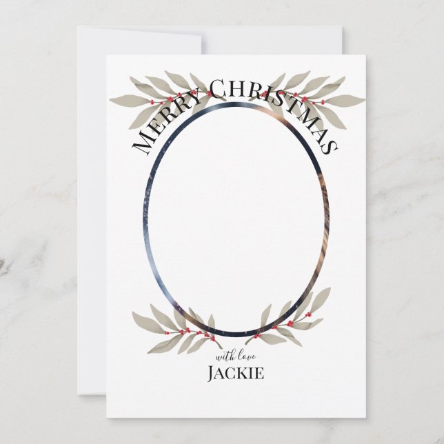 JOY -Two-Sided Merry Christmas Photo  Holiday Card (Back)