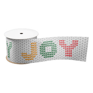 Joy Typography Christmas Sweater Satin Ribbon