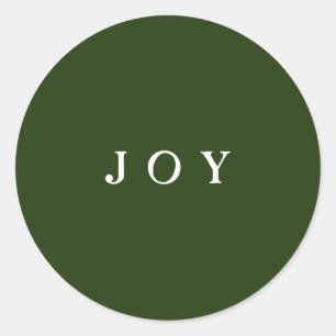 JOY Typography Green Simple Modern Holiday Sticker