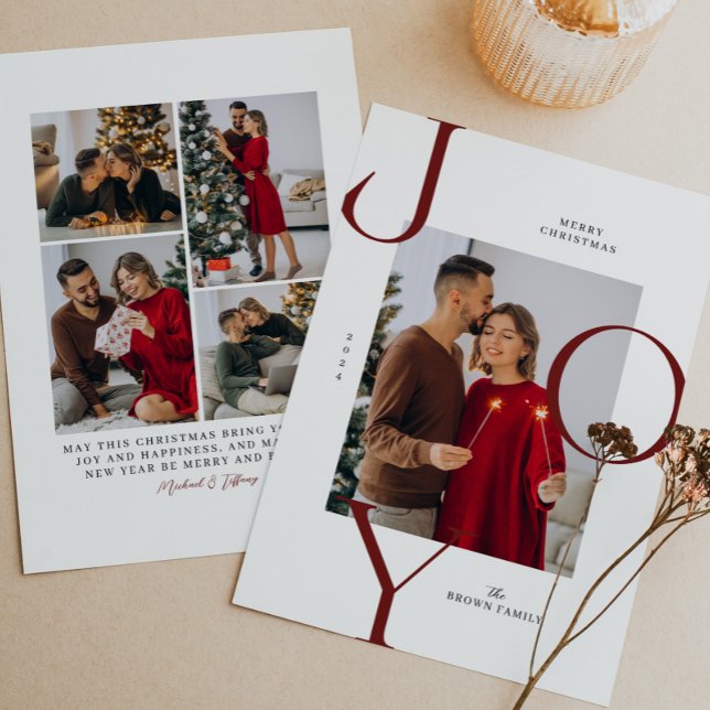 Joy Typography Modern Christmas Photo Holiday Card (Creator Uploaded)