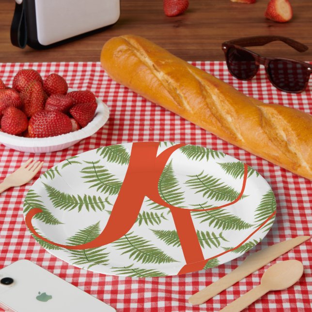 Joy Typography Quote Red and Green Christmas Paper Plate (Picnic)