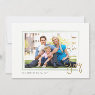 Joy Watercolor Minimal Christmas Photo Holiday Card