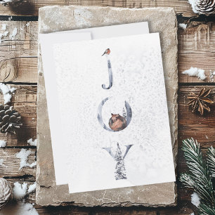 Joy Winter Woodland Animal Christmas Holiday Card