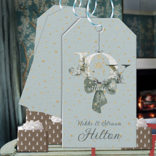 Joy Winter Woodland Forest Lettering Gold Snow Gift Tags