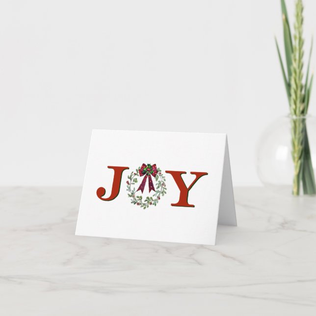 Joy With Wreath Holiday Card (Front)