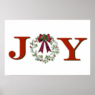 Joy With Wreath Poster
